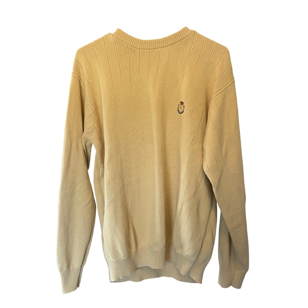 Ralph Lauren Chaps Mens Old Money Crew Neck Cotton Sweater Butter‎ Yellow Large